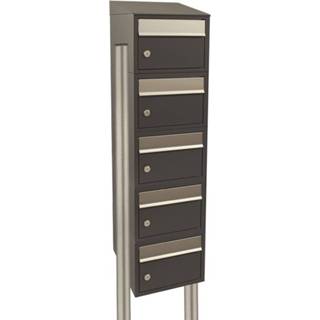 👉 Antraciet gepoedercoat staal Allux Brievenbusunit Brickset met statief 5-hoog dak - 8717727169270