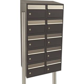 👉 Antraciet gepoedercoat staal Allux Brievenbusunit Brickset met statief 2-breed 5-hoog dak - 8717727170726