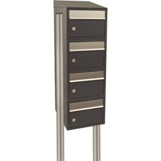 👉 Antraciet gepoedercoat staal Allux Brievenbusunit Brickset met statief 4-hoog dak - 8717727171273