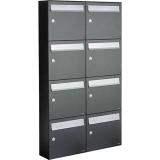 👉 Antraciet gepoedercoat staal donkergrijs Allux Brievenbusunit Flow set wand 2-breed, 4-hoog - 8717727171785