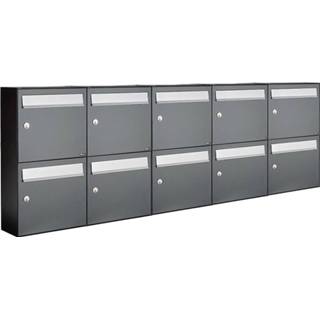 👉 Antraciet gepoedercoat staal donkergrijs Allux Brievenbusunit Flow set wand 5-breed, 2-hoog - 8717727172065