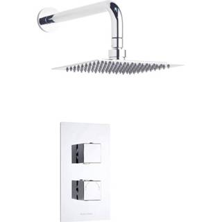 👉 Douchekop chroom modern keramische schijf kubix thermostaatkraan messing 1-weg thermostatisch doucheset (douchekop 20x20cm) | 5051752059605