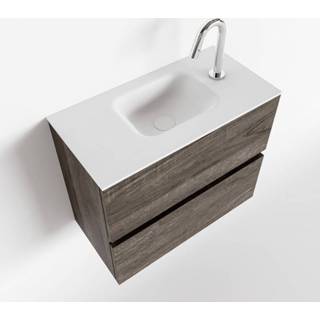 👉 Toiletmeubel bruin talc ada MONDIAZ 60cm dark brown. LEX wastafel midden 1 kraangat 6017316014083