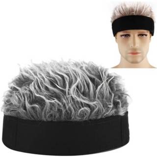 👉 Pruik zwart grijs m active Landlord Hat Retro Street Sailor Skullcap zonder dakranden, maat: (56-58cm) (zwart + grijs)