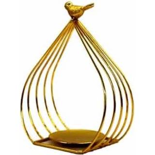 👉 Ornament gouden gegalvaniseerde large active Bird House Candlestick Ornaments ijzeren kandelaar, maat: A