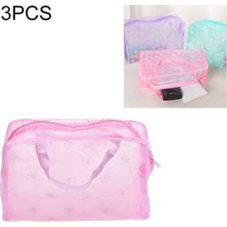 👉 Organizer transparante roze PVC active vrouwen 3 STKS Make Up Bag Toilettas Baden Opbergtas Waterdichte Bloemen Cosmetische Reistas (Roze)