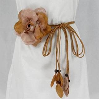 👉 Riem active vrouwen Dames Wild Lange Dunne Bloem Kwastje Decoratieve (Camel)
