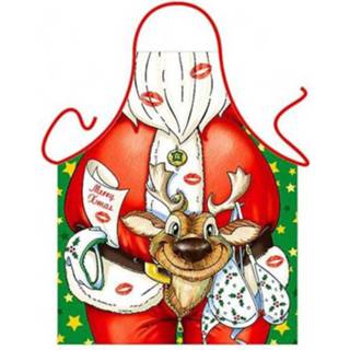 👉 Keukenschort polyester multikleur Kerstman Met Rendier - Funny Mooi 2200114753283