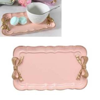 👉 Taart roze active Rechthoek Leuke Boog Dessert Kleine Bord Handdoek Schotel Sieraden Opbergvak (Roze)