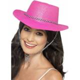 👉 Cowboyhoed roze kunststof Glitter Cowboy Hoed 8718758155089