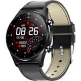 👉 Smartwatch zwart active E13 1,28 inch IPS kleurenscherm smartwatch, IP68 waterdicht, lederen horlogeband, ondersteuning hartslagmeting / bloeddrukmonitoring bloedzuurstofmonitoring slaapmonitoring (zwart)