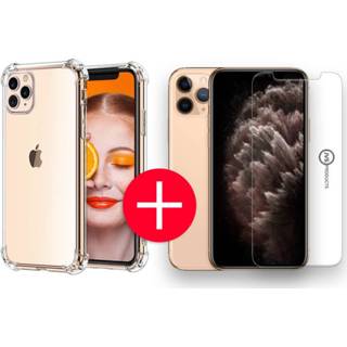 👉 Screen protector transparant IPhone 11 Pro Max Anti-Shock Hoesje + GRATIS Screenprotector - Extra Dun Apple hoes cover case kit 8720604254778