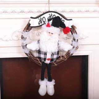 👉 Kerstkrans zwart wit active mannen Zwart-wit Rotan Ring Deur Hangende Etalage Woondecoratie (Oude Man)