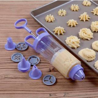 👉 Bloemstuk active 2 STUKS Cookie Gun + 8 Mond 10 Bloem Stuk Set Biscuit Mold Squeeze Cream Baking Tool