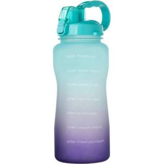 👉 Waterfles groen paars active 2000 ml grote capaciteit draagbare springdeksel met rietje Tritan materiaal buitensporten waterkoker (groen tot paars)