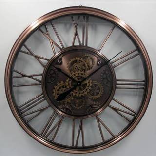 👉 Wandklok IJzer groot koper Tess - industrieel klok met tandwielen 86cm 7439647124153