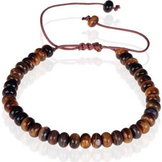 👉 Kralenarmband bruin natuursteen One Size mannen Tom Jaxon kralen armband Tijgeroog Verstelbaar