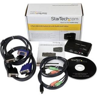 Zwart StarTech.com 2-poort USB KVM-switch met Audio en Bekabeling 65030820479