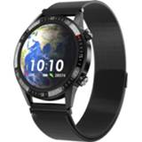 👉 Smartwatch zwarte active Q88 1,28 inch touchscreen dual-mode bluetooth smartwatch, ondersteuning slaapmonitor / hartslagmeter bloeddrukmonitoring (zwarte milanese band)