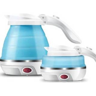 👉 Waterkoker blauw siliconen active Opvouwbare draagbare reiscamping Instelbare spanning waterkoker, wereldwijde internationale stekker (blauw)