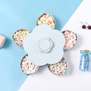 👉 Creative Flowerlike Rotating Candy Tray Lazy Snack Nuts Box (roze)