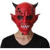 👉 Latex masker active Halloween Party Haunted House Bar Hell Ox Horn Monster Horror Headgear