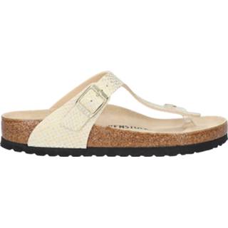 👉 Goud vrouwen wit Birkenstock Gizeh shiny python eggshell/gold microfibre regular 4061416118631