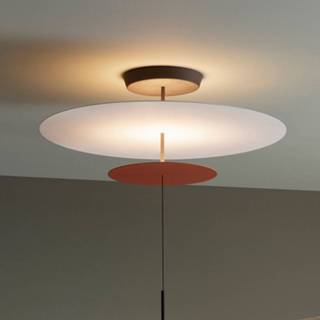 👉 Hanglamp terracotta a+ wit Vibia Flat LED 3-lamps. Ø 90cm