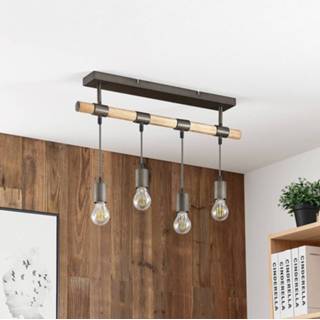 👉 Plafondlamp donker hout metaal chinees dennenhout a++ Lindby Wasina van en