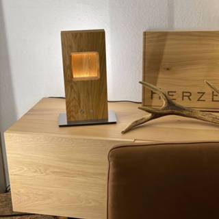 👉 Tafellamp eiken geolied hout kleurverandering warmwit a+ HerzBlut Pan LED tafellamp, geolied, dimbaar