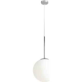 👉 Hanglamp wit Mat chroom metaal a++ Bosso, 1-lamp, wit/chroom