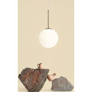 👉 Hanglamp wit frosted goud metaal a++ Bosso, 1-lamp, wit/goud
