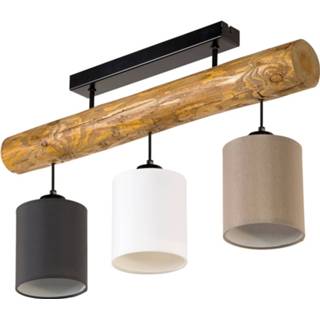 👉 Plafondlamp dennenhout gebeitst houten a++ Sachiko, balk, 3 stoffen kappen