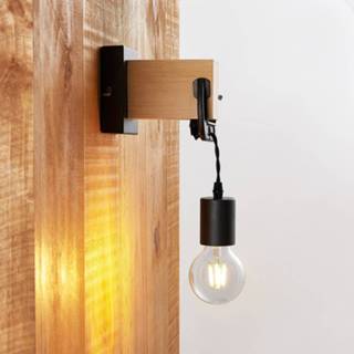 👉 Wandlamp zwart hout eiken a++ metaal Lindby Asya wandlamp, hout,