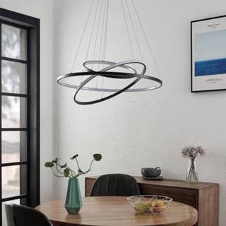 👉 Hanglamp mat zwart aluminium warmwit a+ Lucande Filippa LED met 3 ringen