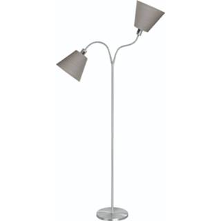 👉 Vloerlamp mat nikkel staal metaal modern HighLight Texas 2 lichts - excl. kap 8718379018800