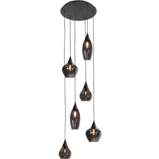 👉 Hanglamp zwart metaal design binnen HighLight Cambio 6 lichts - / smoke 8718379038631