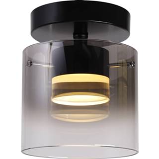 👉 Plafondlamp zwart metaal modern LED gentegreerd binnen HighLight Salerno 1 lichts - / smoke 8718379038501