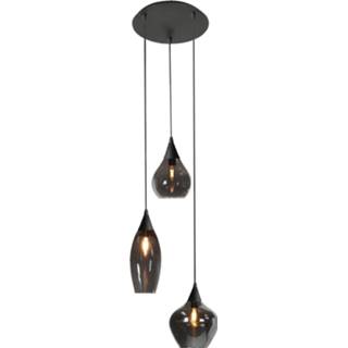 👉 Hanglamp zwart metaal design binnen HighLight Cambio 3 lichts - / smoke 8718379040160