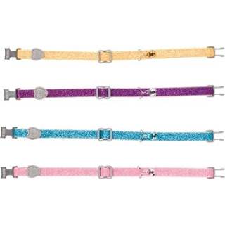 Hals band metaal metalen kunststof Trixie halsband kat glitter met sluiting assorti 4047974042076