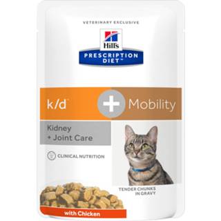 👉 Hill's Prescription Diet K/D + Mobility - Kidney + Joint Care Maaltijdzakjes - Kattenvoer - Kip 12x85 g