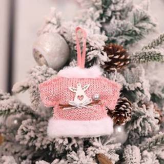 👉 Kerstversiering roze active 2 STUKS Gebreide Wollen Hangers Kerstboomversieringen Venster Opknoping Decoraties (Kleine Kleding)