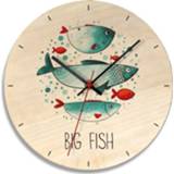 👉 Wandklok active Creatieve houtdruk Woonkamer klokken (vis)