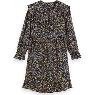 👉 Dress viscose l vrouwen print Scotch & Soda 161524 0219 printed drapey with shoulder ruffles combo c 8719029484679