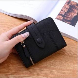 👉 Portemonnee zwart active vrouwen Dames tweevoudige Multifunctionele clutch Kleine (zwart)