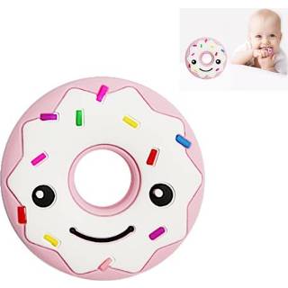 👉 Bijtring roze siliconen active baby's 4 STKS Baby Molair Speelgoed Rustgevende Donut (Roze)