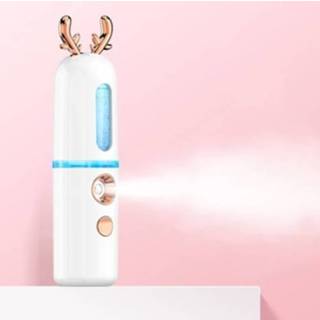 👉 Steamer wit active Facial Nano Spray Water bijvullen Instrument Portable Cold Machine Opladen Schoonheidsinstrument Automatische alcoholsproeier, Stijl: Cute Deer (White)