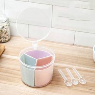 👉 Lepel active Huishoudelijke Keuken Split Gecombineerde Verse Doos Drie Grid Kruiden met Lepel, Stijl: Rond