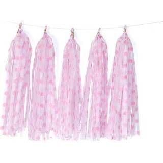 👉 Kwast roze papier active 6 pakken kleur polka dot kwastjes verjaardag kamer decoratie lint guirlande (TM-002 stippen)