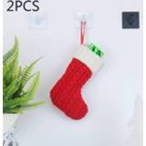👉 Kerstboom rood active 2 STKS CX20220 Kerstwol Breien Sok Gift Bag Hanger Decoratie (Rood)